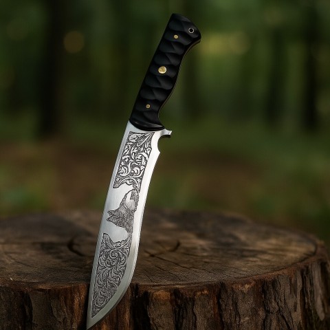 Kurt Gravürlü Kamp Bıçağı